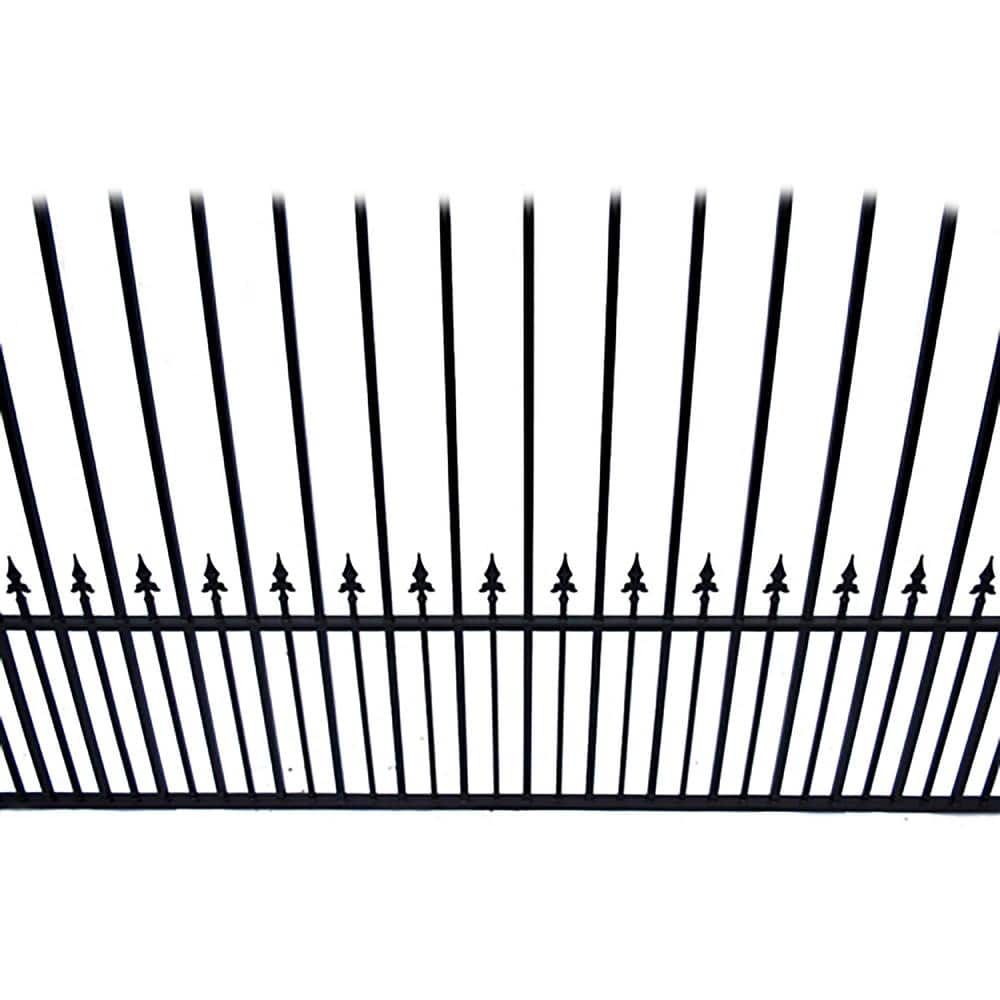 ALEKO 17 ft. x 6 ft. Black Steel Single Swing Driveway Gate ST. Louis Style 12 ft. with Pedestrian Gate 5 ft. Fence Gate
