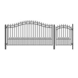 ALEKO 17 ft. x 6 ft. Black Steel Single Swing Driveway Gate ST. Louis Style 12 ft. with Pedestrian Gate 5 ft. Fence Gate