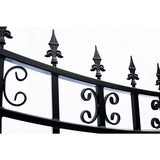 ALEKO 17 ft. x 6 ft. Black Steel Single Swing Driveway Gate ST. Louis Style 12 ft. with Pedestrian Gate 5 ft. Fence Gate