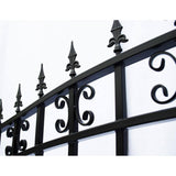 ALEKO 17 ft. x 6 ft. Black Steel Single Swing Driveway Gate ST. Louis Style 12 ft. with Pedestrian Gate 5 ft. Fence Gate