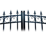 ALEKO London Style 14 ft. x 6 ft. with Pedestrian Gate Black Steel Swing Dual Driveway Fence Gate