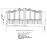 ALEKO London Style 14 ft. x 6 ft. with Pedestrian Gate Black Steel Swing Dual Driveway Fence Gate