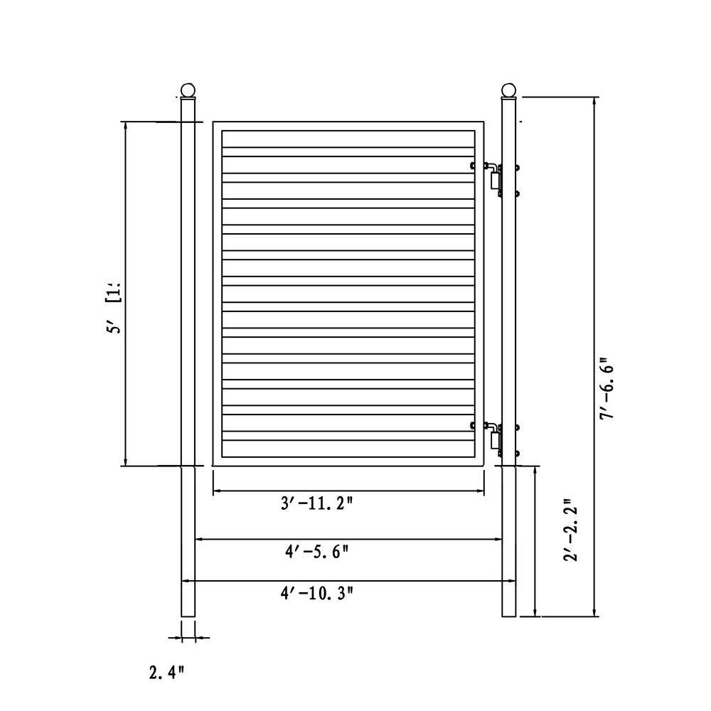 ALEKO 19 ft. x 6 ft. Black Steel Dual Swing Driveway Gate Milan Style 14 ft. with Pedestrian Gate 5 ft. Fence Gate