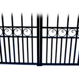 ALEKO 19 ft. x 6 ft. Black Steel Dual Swing Driveway Gate Paris Style 14 ft. with Pedestrian Gate 5 ft. Fence Gate