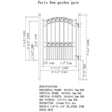 ALEKO 19 ft. x 14 ft. x 6 ft. x 5 ft. Black Steel Single Swing Driveway Gate Paris Style with Pedestrian Gate Fence Gate