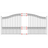 ALEKO 19 ft. x 14 ft. x 6 ft. x 5 ft. Black Steel Single Swing Driveway Gate Paris Style with Pedestrian Gate Fence Gate