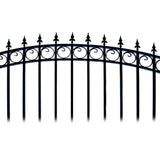 ALEKO Prague Style 14 ft. x 6 ft. with Pedestrian Gate Black Steel Swing Dual Driveway Fence Gate