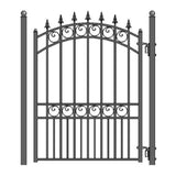 ALEKO London Style 16 ft. x 6 ft. with Pedestrian Gate Black Steel Swing Dual Driveway Fence Gate