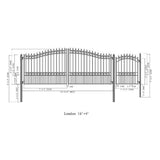 ALEKO London Style 16 ft. x 6 ft. with Pedestrian Gate Black Steel Swing Dual Driveway Fence Gate