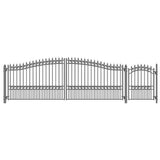 ALEKO London Style 16 ft. x 6 ft. with Pedestrian Gate Black Steel Swing Dual Driveway Fence Gate