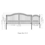 ALEKO Prague Style 16 ft. x 6 ft. with Pedestrian Gate Black Steel Swing Dual Driveway Fence Gate
