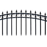 ALEKO 21 ft. x 6 ft. Black Steel Single Swing Driveway Gate Prague Style 16 ft. with Pedestrian Gate 5 ft. Fence Gate