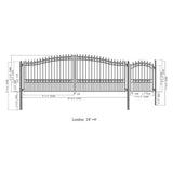 ALEKO London Style 18 ft. x 6 ft. with Pedestrian Gate Black Steel Swing Dual Driveway Fence Gate