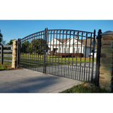 ALEKO 23 ft. x 6 ft. Black Steel Dual Swing Driveway Gate PARIS Style 18 ft. with Pedestrian Gate 5 ft. Fence Gate