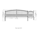 ALEKO 23 ft. x 6 ft. Black Steel Dual Swing Driveway Gate PARIS Style 18 ft. with Pedestrian Gate 5 ft. Fence Gate