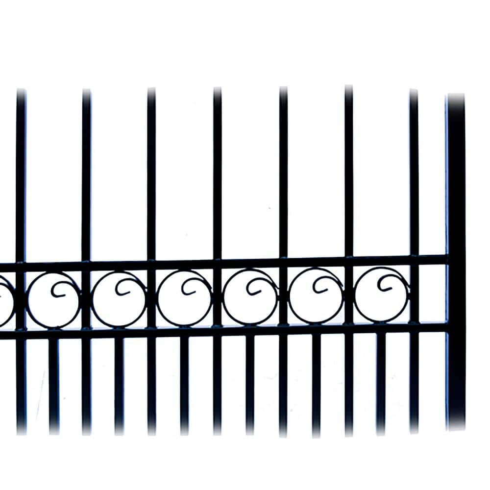 ALEKO 23 ft. x 6 ft. Black Steel Single Swing Driveway Gate PARIS Style 18 ft. with Pedestrian Gate 5 ft. Fence Gate
