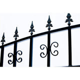 ALEKO 23 ft. x 6 ft. Black Steel Dual Swing Driveway Gate VENICE Style 18 ft. with Pedestrian Gate 5 ft. Fence Gate