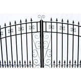ALEKO 23 ft. x 6 ft. Black Steel Dual Swing Driveway Gate VENICE Style 18 ft. with Pedestrian Gate 5 ft. Fence Gate