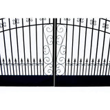 ALEKO 23 ft. x 6 ft. Black Steel Dual Swing Driveway Gate VENICE Style 18 ft. with Pedestrian Gate 5 ft. Fence Gate