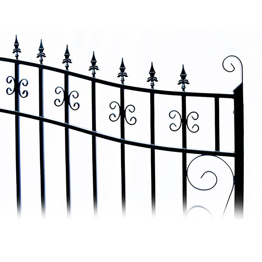ALEKO 23 ft. x 6 ft. Black Steel Dual Swing Driveway Gate VENICE Style 18 ft. with Pedestrian Gate 5 ft. Fence Gate