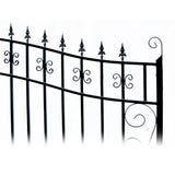 ALEKO 23 ft. x 6 ft. Black Steel Dual Swing Driveway Gate VENICE Style 18 ft. with Pedestrian Gate 5 ft. Fence Gate