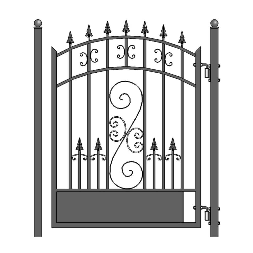 ALEKO 23 ft. x 6 ft. Black Steel Dual Swing Driveway Gate VENICE Style 18 ft. with Pedestrian Gate 5 ft. Fence Gate