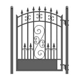 ALEKO 23 ft. x 6 ft. Black Steel Dual Swing Driveway Gate VENICE Style 18 ft. with Pedestrian Gate 5 ft. Fence Gate
