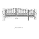 ALEKO 23 ft. x 6 ft. Black Steel Dual Swing Driveway Gate VENICE Style 18 ft. with Pedestrian Gate 5 ft. Fence Gate