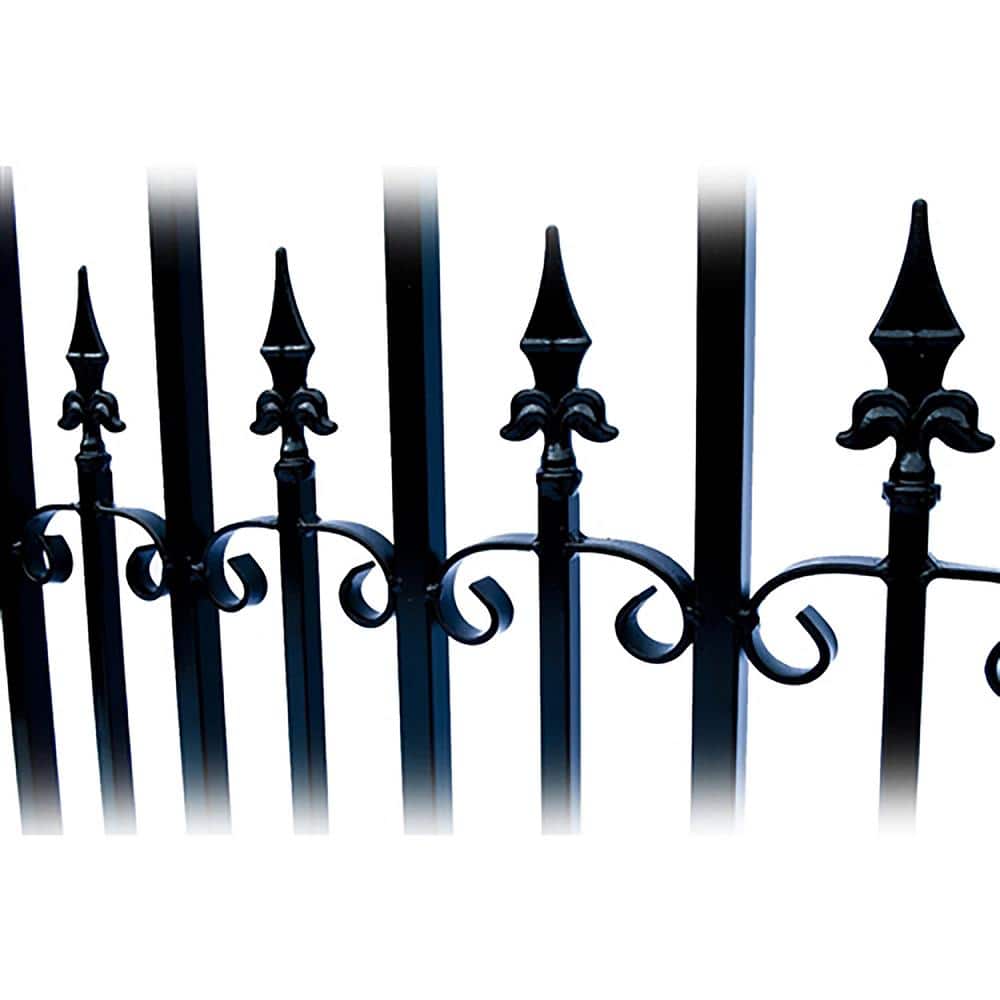 ALEKO 23 ft. x 6 ft. Black Steel Dual Swing Driveway Gate VENICE Style 18 ft. with Pedestrian Gate 5 ft. Fence Gate