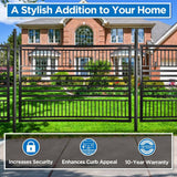 ALEKO 8 ft x 5 ft Barcelona Series Black Metal Iron Fence Gate Panel