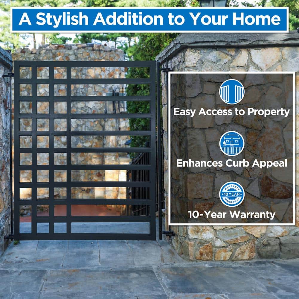 ALEKO 4 ft. x 5 ft. Kyiv Style Black Steel Pedestrian Fence Gate