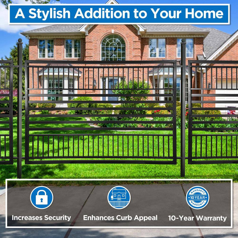ALEKO 16 ft. x 5 ft. Barcelona Style Security Fence Panels Steel Fence Kit 2-Panel Gate Fence