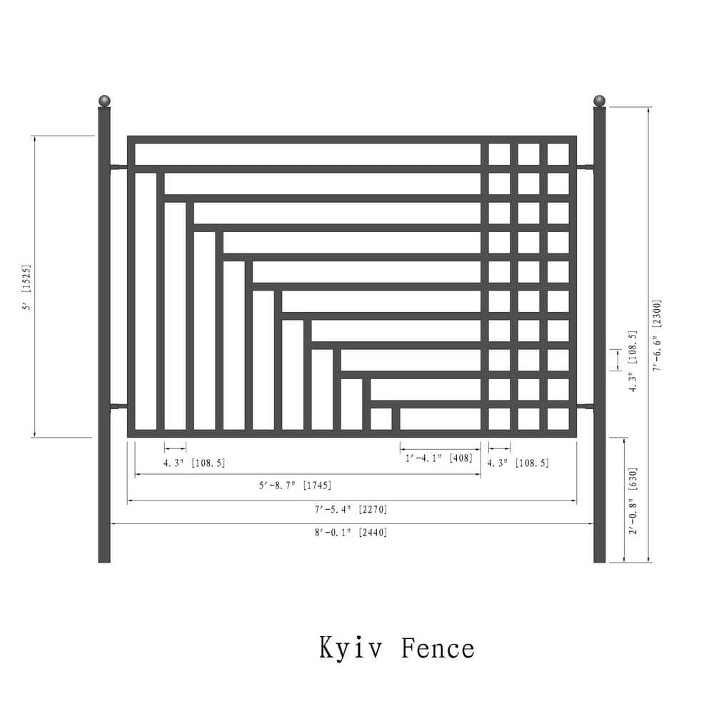 ALEKO 16 ft. x 5 ft. Kyiv Style Security Fence Panels Steel Fence Kit 2-Panel Gate Fence