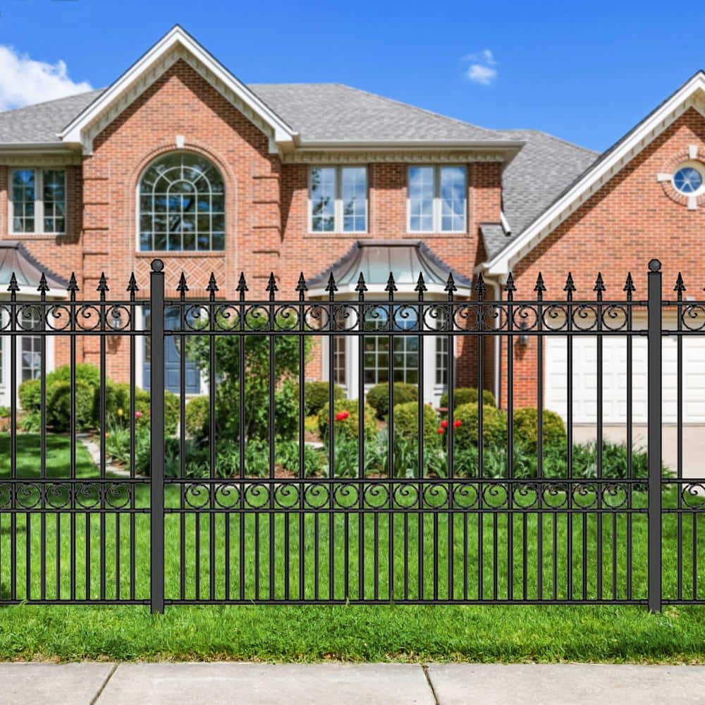 ALEKO 32 ft. x 5 ft. London Style Security Fence Panels Steel Fence Kit 4-Panel Gate Fence