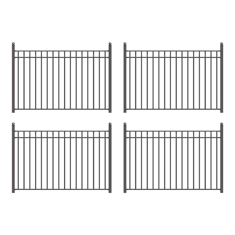 ALEKO 32 ft. x 5 ft. Madrid Style Security Fence Panels Steel Fence Kit 4-Panel Gate Fence