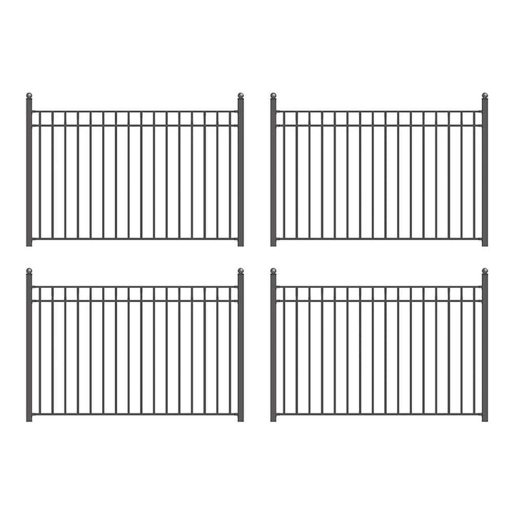 ALEKO 32 ft. x 5 ft. Madrid Style Security Fence Panels Steel Fence Kit 4-Panel Gate Fence