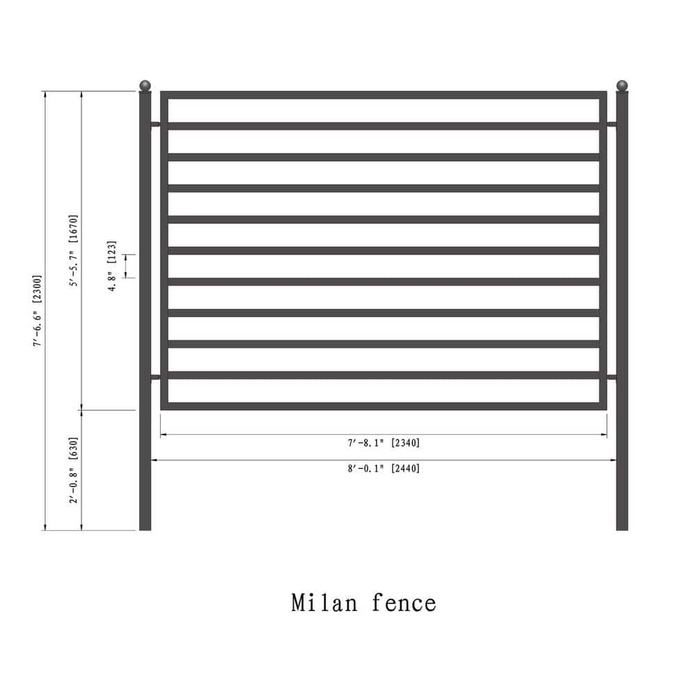ALEKO 32 ft. x 5 ft. Milan Style Security Fence Panels Steel Fence Kit 4-Panel Gate Fence