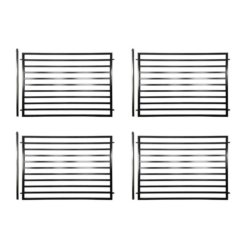 ALEKO 32 ft. x 5 ft. Milan Style Security Fence Panels Steel Fence Kit 4-Panel Gate Fence