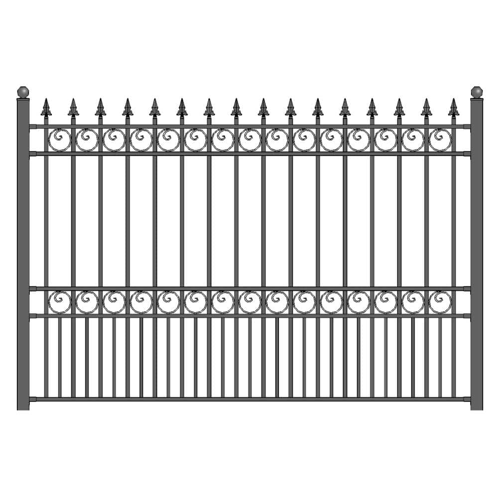 ALEKO London Style 5 ft. x 8 ft. Black Iron Fence Panel