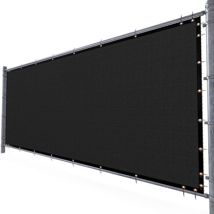AMGO 6 ft. H x 10 ft. W Black Fence Outdoor Privacy Screen with Black Edge Bindings and Grommets