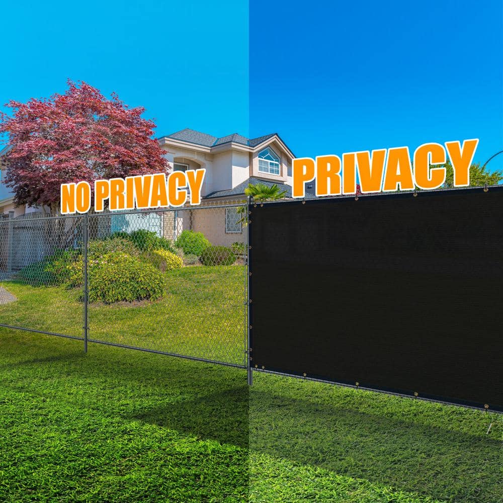 AMGO 6 ft. H x 25 ft. W Black Fence Outdoor Privacy Screen with Black Edge Bindings and Grommets