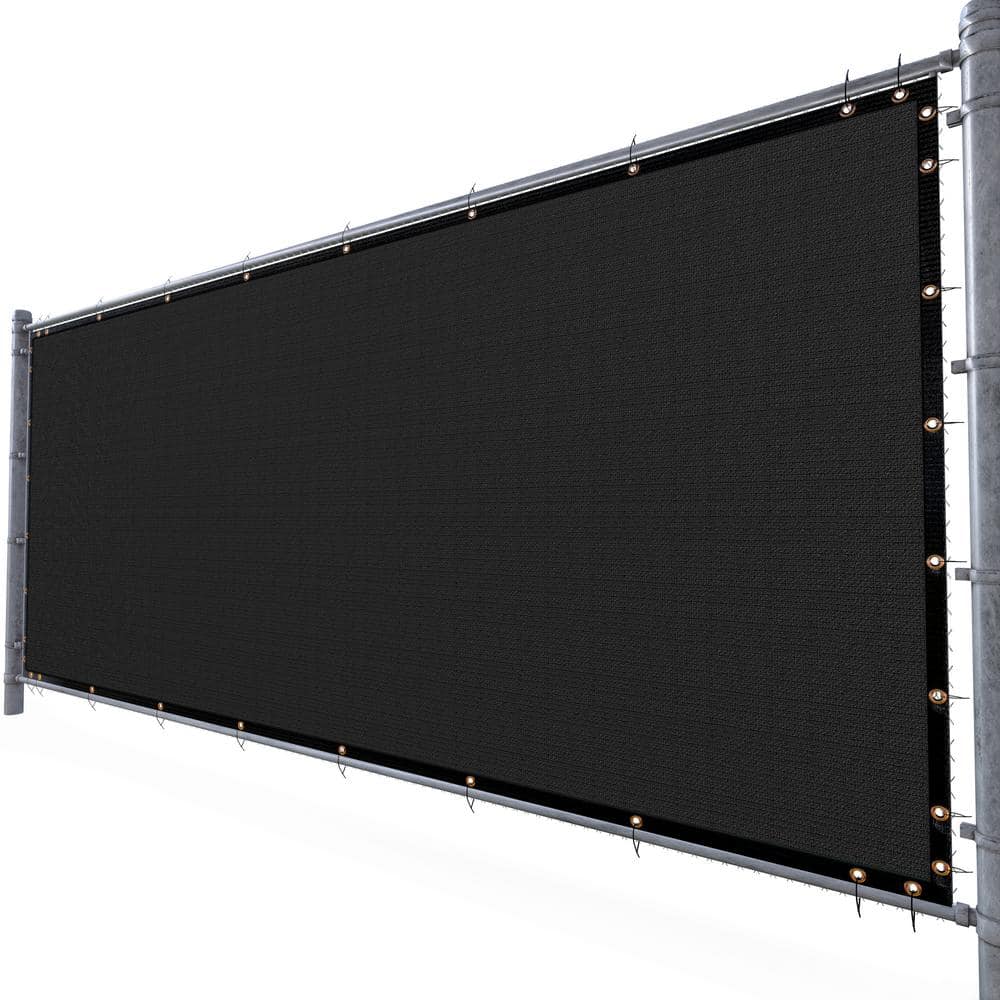AMGO 6 ft. H x 25 ft. W Black Fence Outdoor Privacy Screen with Black Edge Bindings and Grommets