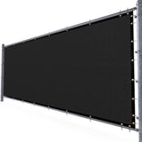 AMGO 6 ft. H x 25 ft. W Black Fence Outdoor Privacy Screen with Black Edge Bindings and Grommets