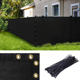 AMGO 6 ft. H x 25 ft. W Black Fence Outdoor Privacy Screen with Black Edge Bindings and Grommets