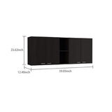 Amucolo 59.05 in. W x 12.4 in. D x 23.62 in. H Black Wood Ready to Assemble Wall Kitchen Cabinet with Shelves and Four Doors