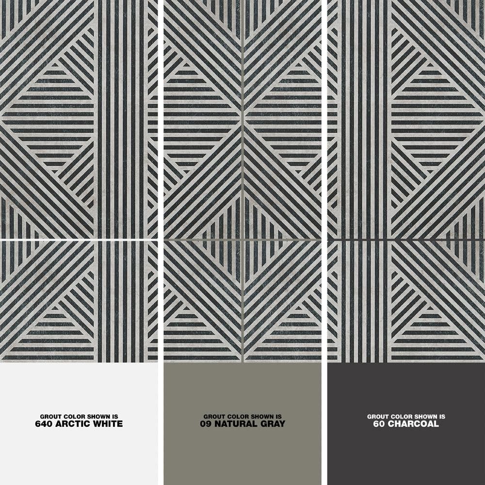Astoria Black and White 24 in. x 24 in. Matte Porcelain Floor and Wall Tile (4 Pieces, 15.49 sq. ft./Case)