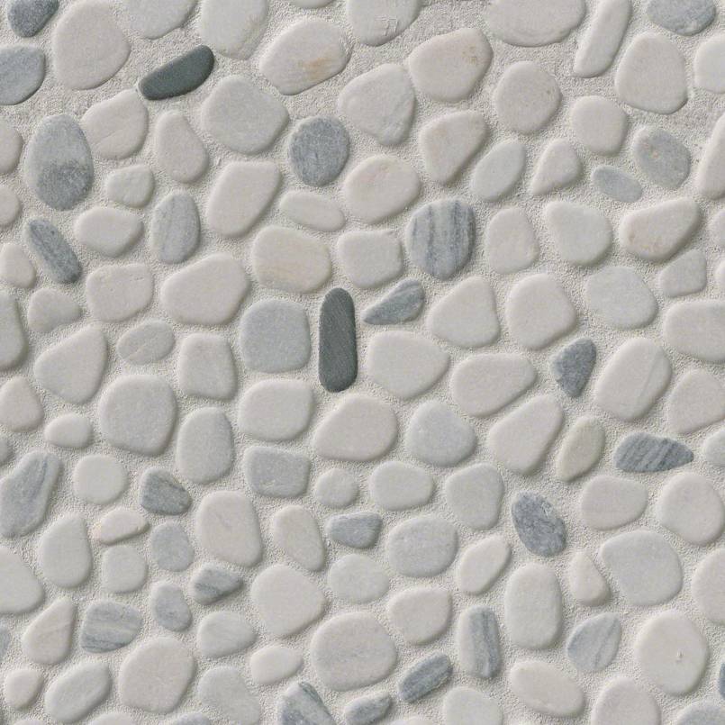 MSI Black/White Pebbles 11.42 in. x 11.42 in. x 10 mm Textured Marble Mesh-Mounted Mosaic Tile (0.91 sq. ft.)