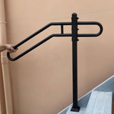 Angel Sar 31.5 in. 9.5 in. L x 35.5 in. H SinglePost WroughtIronHandrails OutdoorStairRailing for 3Steps Garage EntrancePorchBlack