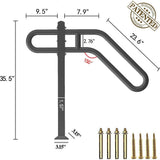 Angel Sar 31.5 in. 9.5 in. L x 35.5 in. H SinglePost WroughtIronHandrails OutdoorStairRailing for 3Steps Garage EntrancePorchBlack