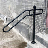 Angel Sar 31.5 in. 9.5 in. L x 35.5 in. H SinglePost WroughtIronHandrails OutdoorStairRailing for 3Steps Garage EntrancePorchBlack